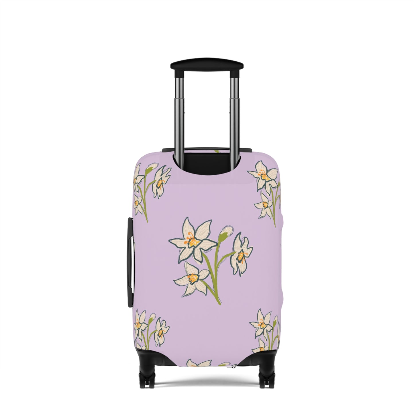 Abstract Daffodils in Purple Floral Luggage Cover - Colorful Travel Accessory