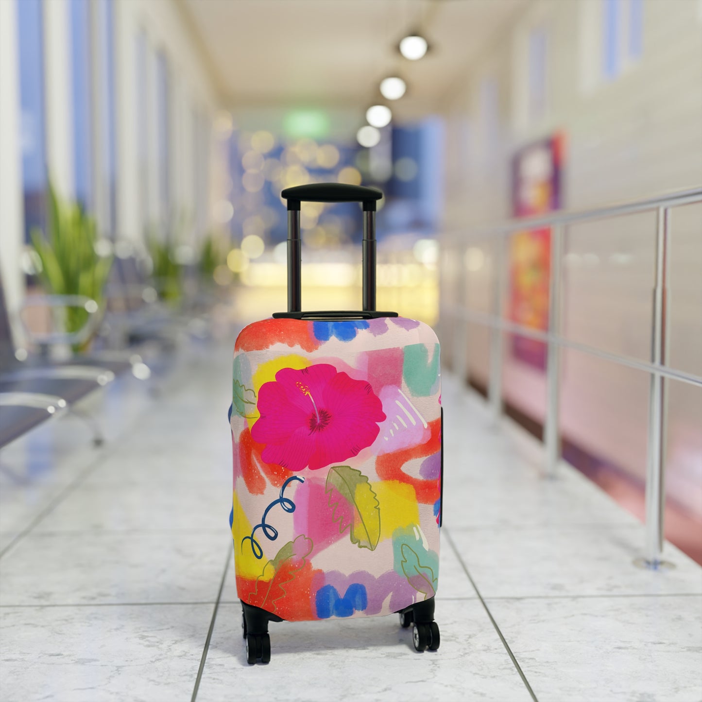 Rio Brazil Inspired - Vibrant Floral Luggage Cover - Colorful Travel Accessory