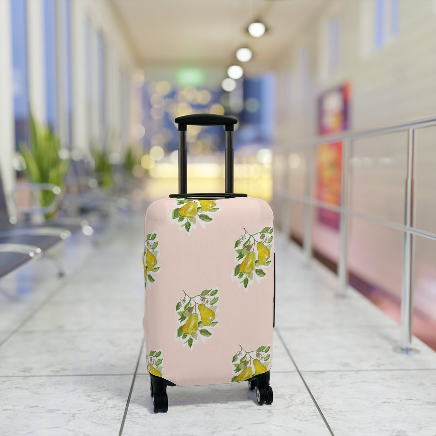 Spring Pears Pink Luggage Cover - Colorful Travel Accessory