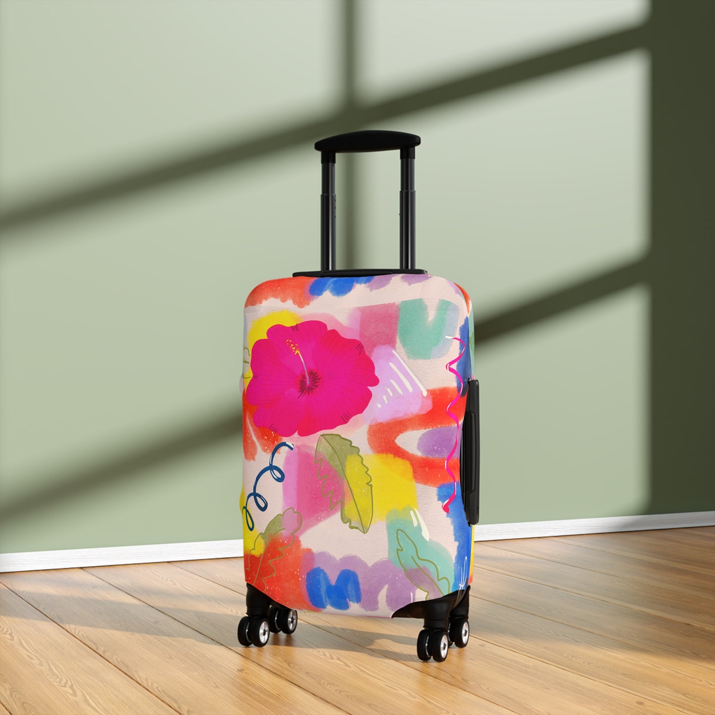 Rio Brazil Inspired - Vibrant Floral Luggage Cover - Colorful Travel Accessory