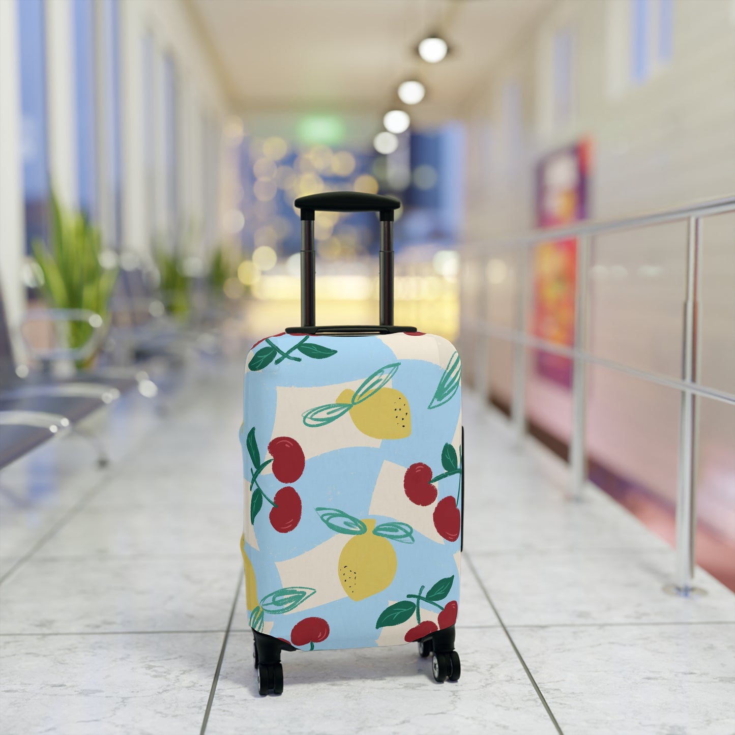 Colorful Cherry & Lemon Luggage Cover — Vibrant Travel Protector