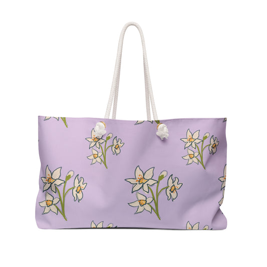 Abstract Daffodils in Purple Weekender Bag