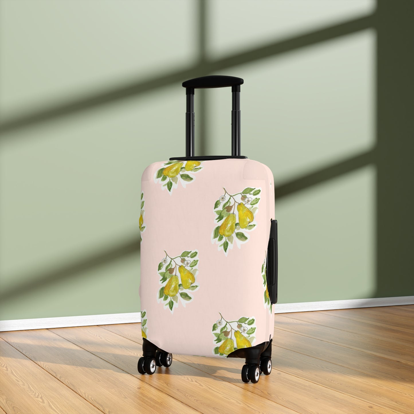 Spring Pears Pink Luggage Cover - Colorful Travel Accessory