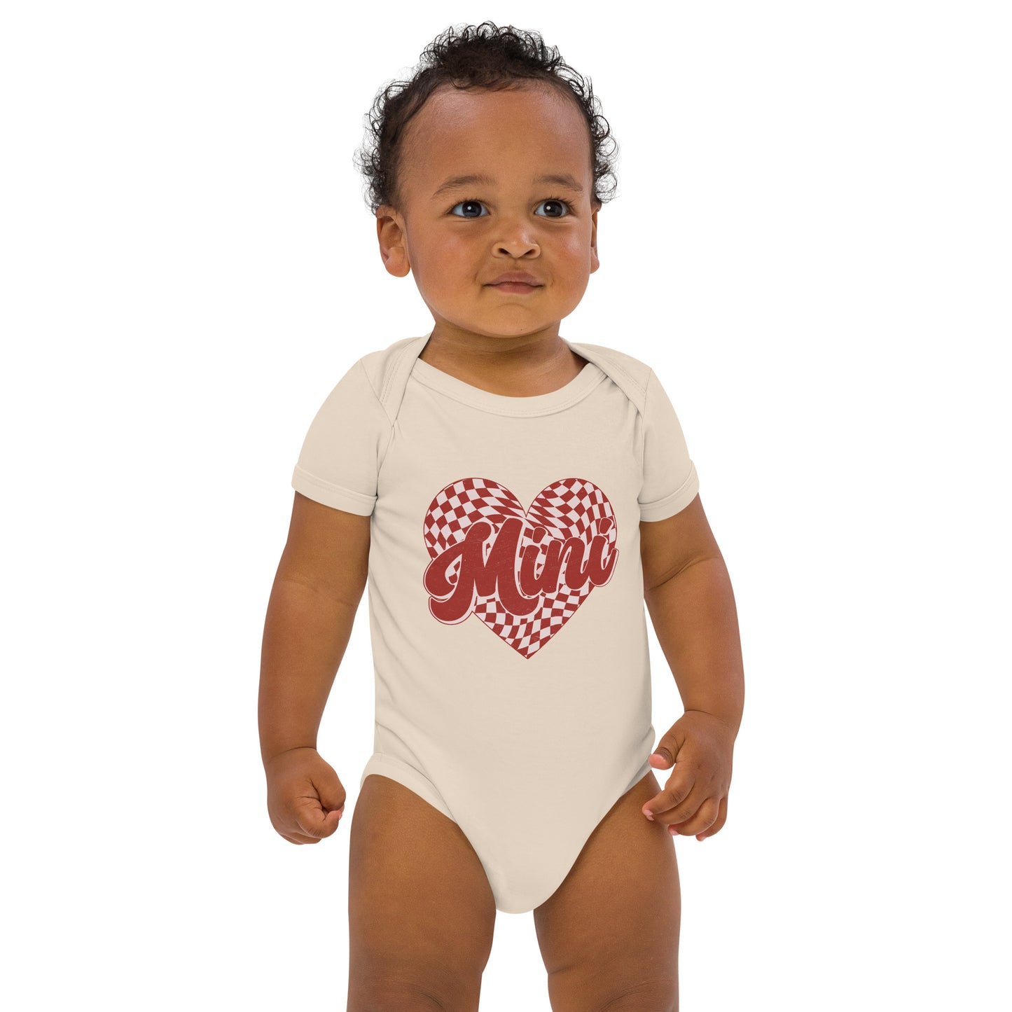 Checkered heart baby body suit