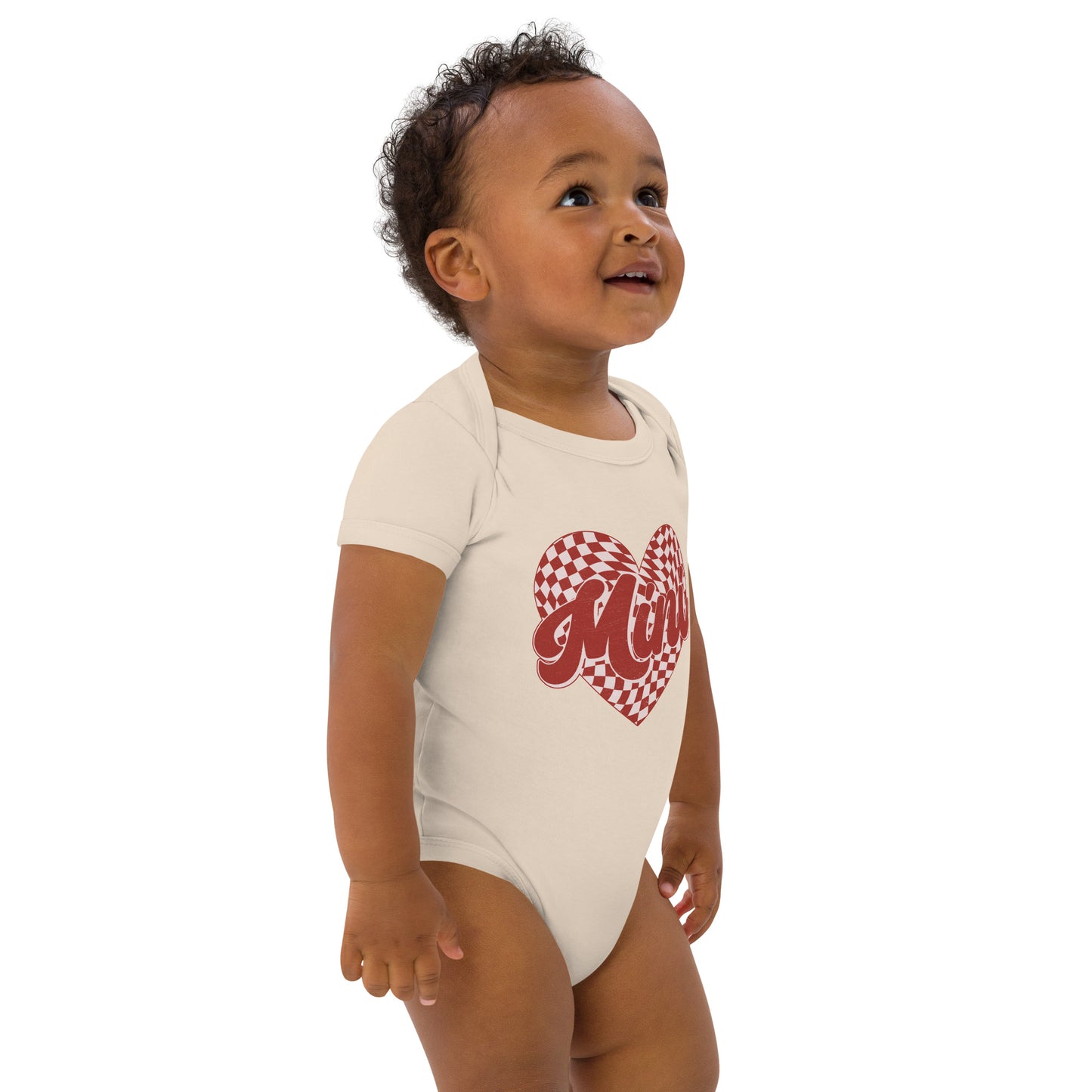 Checkered heart baby body suit