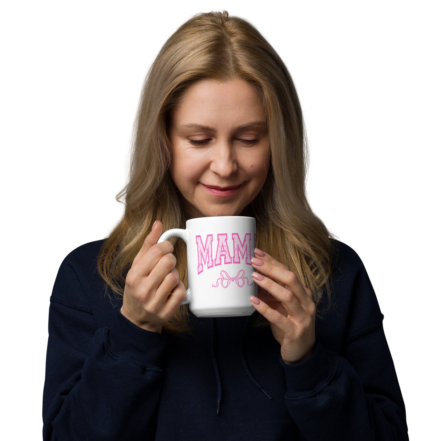 LILY & SPARROW MAMA PINK BOW MUG White glossy mug