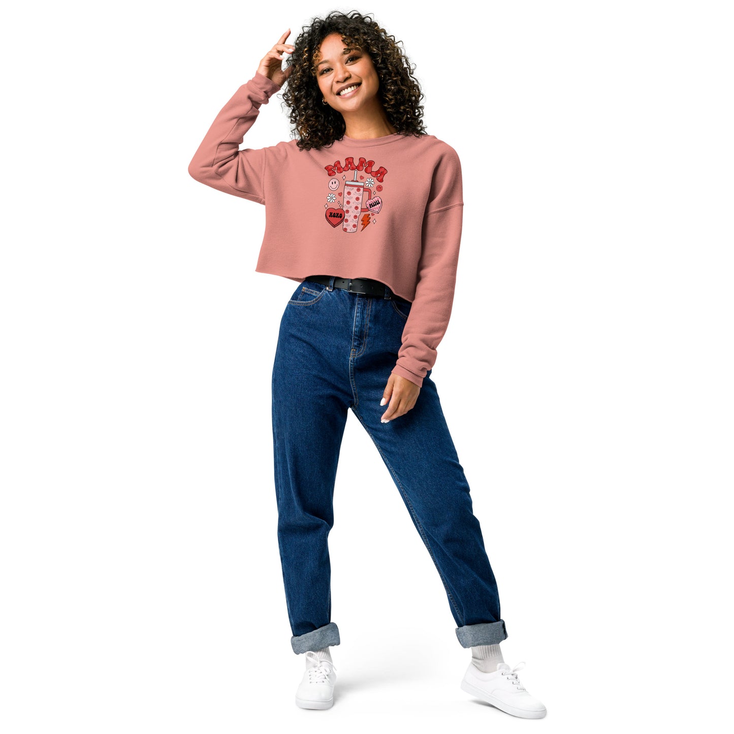 Mama Valentines Day Gift Crop Sweatshirt